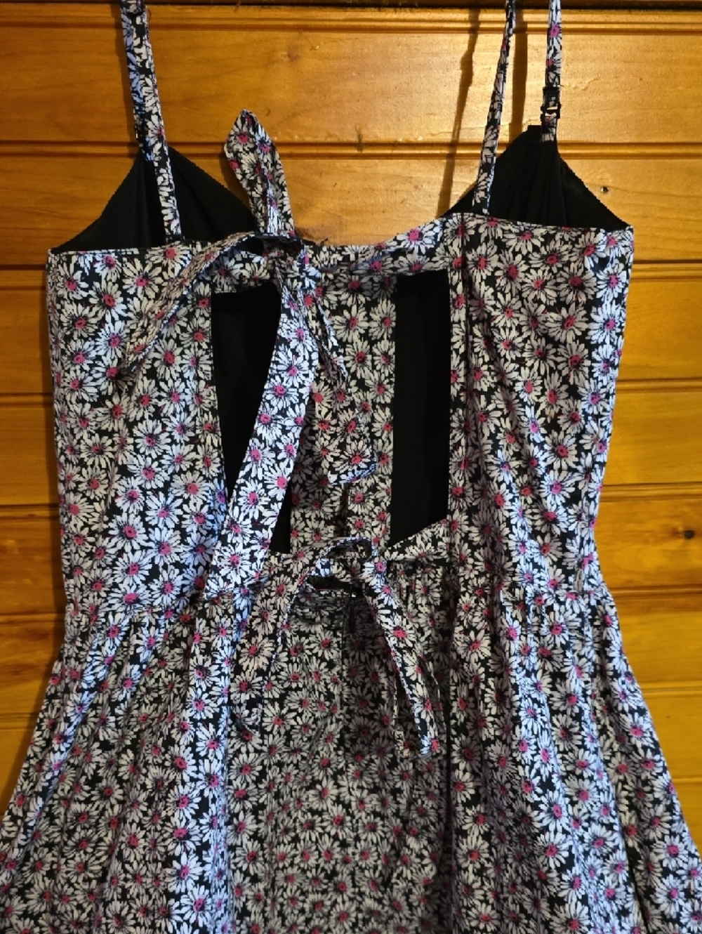 Betsey Johnson Black Daisy Print Dress with Pink Accents - Picture 10 of 14